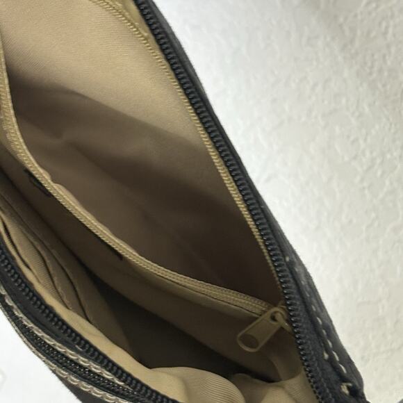 Vintage Y2k Nine West Mini Handbag Black Canvas Faux Leather Handle - Picture 7 of 10